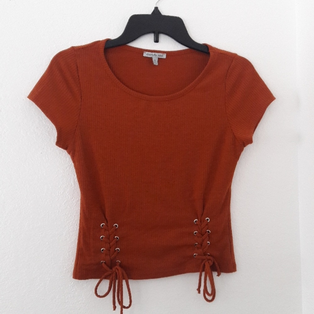 Women's cropped Fashion top with lace ups.